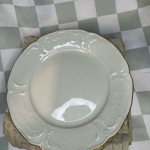 Set of 6 Classic Rose Rosenthal Germany Ivory Embossed Plates Gold Trim 6”